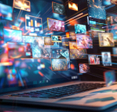 A laptop streaming multiple channels signifying surveillance and AI deepfakes
