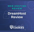 A blue background with images of locks and shields and the text "DreamHost Review"