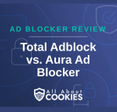 A blue background with images of locks and shields and the text &quot;Total Adblock vs. Aura Ad Blocker&quot;