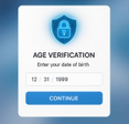 A prompt to verify age online requesting birthday with cybersecurity lock icon