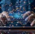 Man holding a tablet with a holographic Australia map above it 