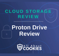 A blue background with locks and the text "Proton Drive Review"
