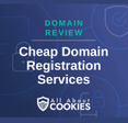 A blue background with locks and the text "Domain Review: Cheap Domain Registration Services"