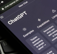 Closeup of ChatGPT webpage URL on smartphone 