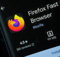 closeup of Firefox download screen on smartphone