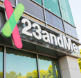 A closeup of 23andMe logo on headquarters building
