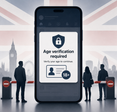 Phone screen with a message blocking the content until user verifies age.