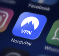 Closeup of NordVPN app icon on smartphone