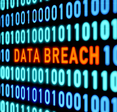 Red text that says Data Breach in lines of binary code.