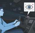 Man driving a car with a camera pointed at his face from his dashboard.
