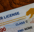 Close up of California driver's license.