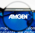 Magnifying glass over Amgen website landing page