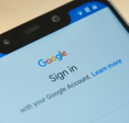 Closeup of Google sign in page on smartphone screen