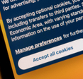 Web page with cookie policy discussing optional and third party cookies