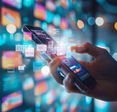 concept of person using smartphone and being bombarded with personalized ads due to tracking