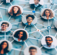 A diverse network of interconnected people portraits
