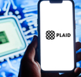 Closeup of Plaid banking app on smartphone