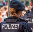 German police officers on duty on the street. 