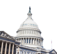 Congress Capitol Building of USA is isolated on white background in Washington DC.