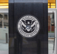 Homeland Security (DHS) seal on the building in Washington, D.C. USA.