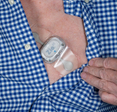 Zio XT adhesive heart ECG monitor on male chest.