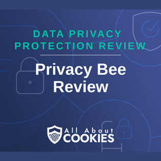 A blue background with images of locks and shields with the text "Privacy Bee Review" and the All About Cookies logo. 