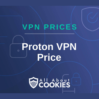 A blue background with images of locks and shields and the text &quot;Proton VPN Price&quot;