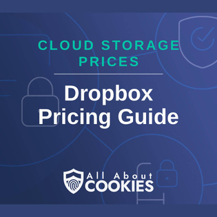 A blue background with locks and the text "Dropbox Pricing Guide"