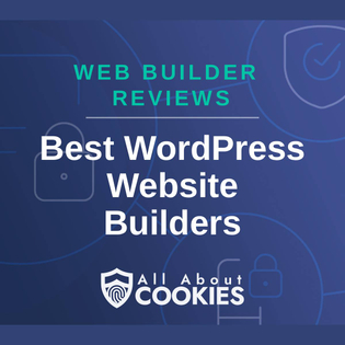 A blue background with locks and the text "Best WordPress Website Builders"