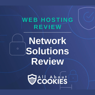 A blue background with locks and the text "Network Solutions Review"