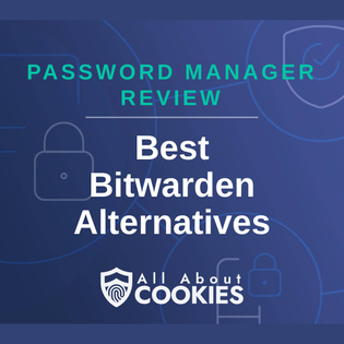 A blue background with locks and the text "Best Bitwarden Alternatives"