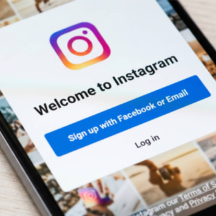Closeup of Instagram login screen on smartphone