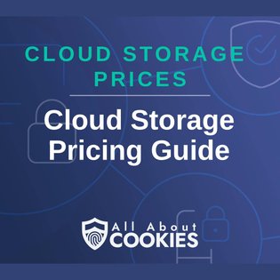 A blue background with locks and the text "Cloud Storage Pricing Guide"