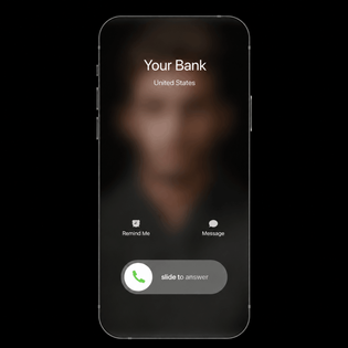 iPhone call screen with blurry background.