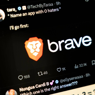 A closeup of social thread discussing Brave Browser