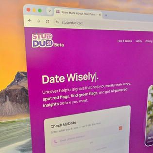 Stud or Dud homepage displayed on desktop computer browser.