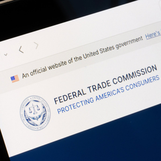 The seal of the Federal Trade Commission (FTC), an independent federal agency that enforces federal competition and consumer protection laws, is seen on its website.