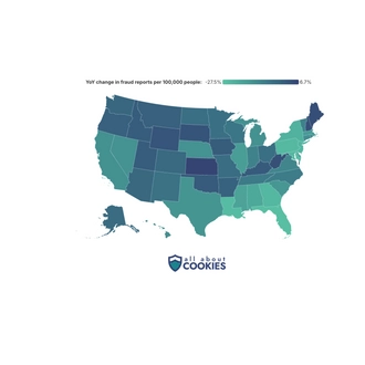 Map of the United States showing where fraud rates are increasing.