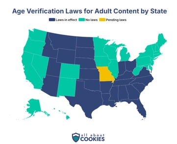 Map of States Where Age Verification Laws Are In Place
