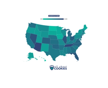 Map of the United States showing where Do Not Call violation complaints rose the most from 2024 to 2025.