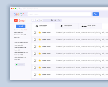 An illustration of an email inbox with starred, unread messages