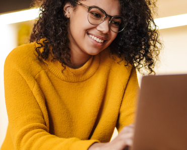 Woman working on a laptop