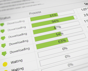 Several green bars showing torrent percentage of download