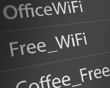 A list of Wi-Fi network SSIDs as white text on a gray background
