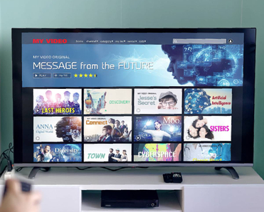 An image concept of a woman streaming Amazon Prime Video on smart TV