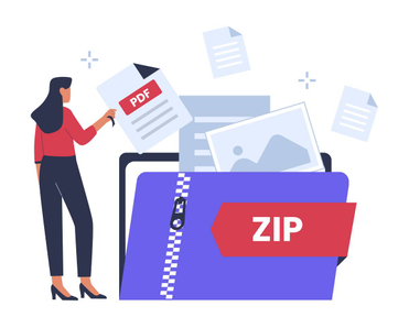 An illustrative concept of compressing files using zip 