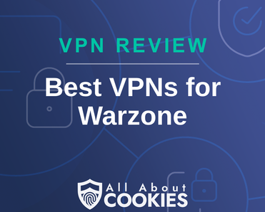 A blue background with images of locks and shields and the text &quot;Best VPNs for Warzone&quot;