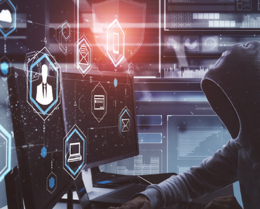 Concept of a hacker targeting a CEO via executive phishing