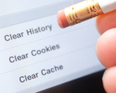 An eraser hovering over clear history button.