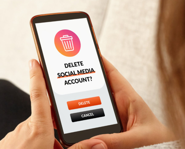 Woman deleting social media account